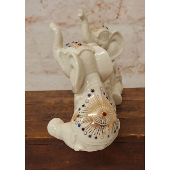 Lenox Porcelain Mantle Clock Elephants Jeweled Treasures Collection - Picture 3 of 7